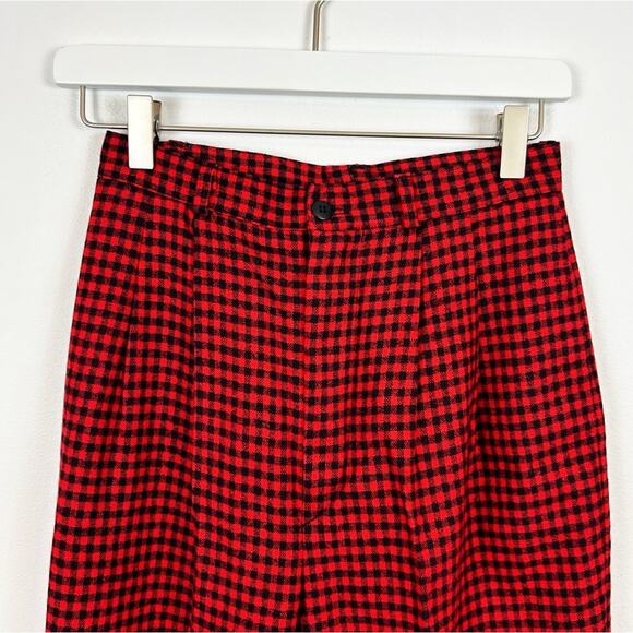 Vintage 80's L.L. Bean Red Houndstooth Buffalo Check Wool Trousers Size 8 - Picture 2 of 7